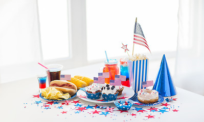 Image showing food and drinks on american independence day party