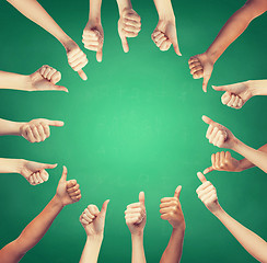 Image showing human hands showing thumbs up in circle