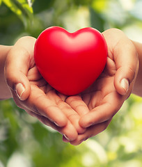Image showing womans cupped hands showing red heart