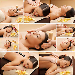 Image showing woman having facial or body massage in spa salon