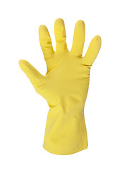 Image showing Latex glove for cleaning on hand