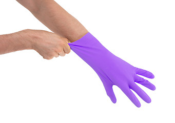 Image showing Hand in purple glove