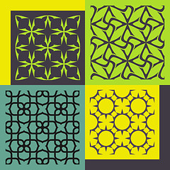 Image showing Set of four seamless patterns. Vintage geometric ornaments. 