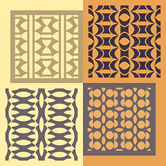 Image showing Set of four seamless patterns. Vintage geometric ornaments. 