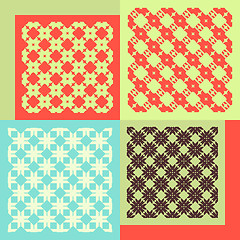 Image showing Set of four seamless patterns. Vintage geometric ornaments. 