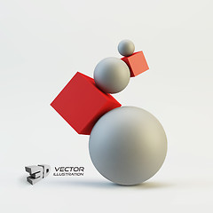 Image showing Composition of 3d geometric shapes. Vector Illustration.  