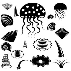 Image showing Silhouettes of Sea Animals 