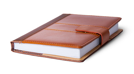 Image showing Closed notebook in leather cover