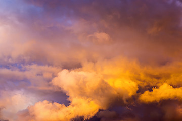 Image showing Evening cloudy sky afterglow