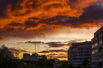 Image showing Gloomy sky over city