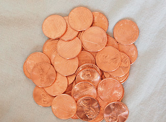 Image showing Dollar coins 1 cent wheat penny cent