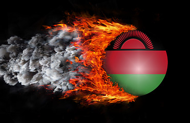 Image showing Flag with a trail of fire and smoke - Malawi