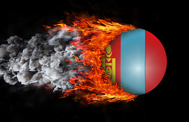 Image showing Flag with a trail of fire and smoke - Mongolia