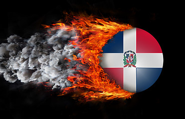 Image showing Flag with a trail of fire and smoke - Dominican Republic