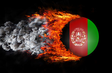 Image showing Flag with a trail of fire and smoke - Afghanistan