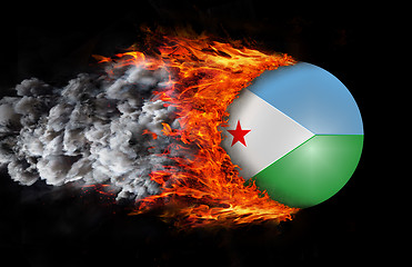 Image showing Flag with a trail of fire and smoke - Djibouti