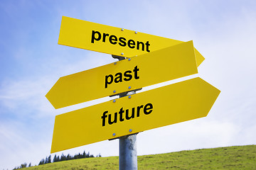 Image showing Present, past, future arrow signs 