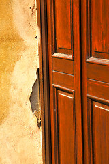 Image showing abstract  church door    in italy  lombardy  red