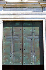 Image showing abstract  church door    in i   lombardy   column  the milano ol