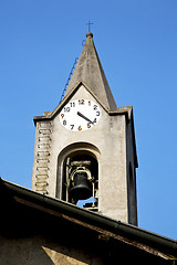 Image showing  sunny day     in  italy   the   wall  and church tower bell 