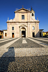 Image showing in  the castano primo  old   church  closed brick tower  