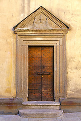 Image showing door   in italy  lombardy   downhill road church    