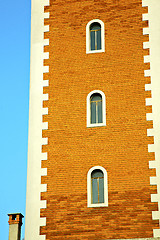 Image showing  sunny day    milan     in  italy   the   wall  and church tower