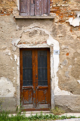 Image showing brown door  europe  italy  lombardy grass      in  the milano ol