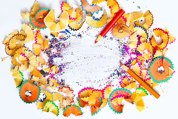 Image showing pencils shavings with copy space