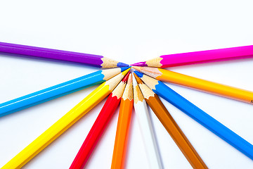 Image showing set of colored pencils on white background