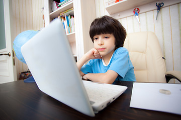 Image showing boy with computer, distance learning