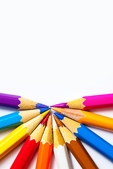 Image showing colored pencils on white background