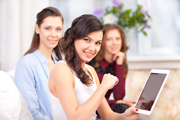 Image showing smiling young girls at campus