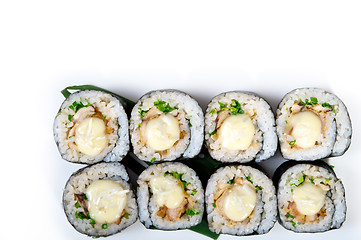 Image showing fresh sushi choice combination assortment selection 