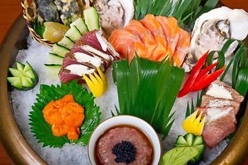 Image showing fresh sushi choice combination assortment selection 