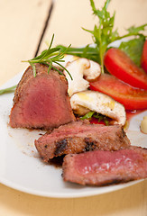 Image showing beef filet mignon grilled with vegetables