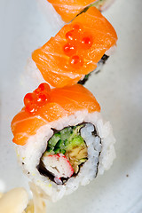 Image showing fresh sushi choice combination assortment selection 