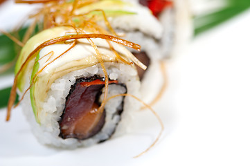 Image showing fresh sushi choice combination assortment selection 