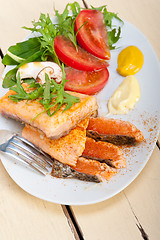 Image showing grilled samon filet with vegetables salad