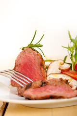 Image showing beef filet mignon grilled with vegetables