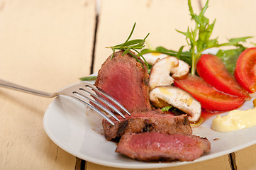 Image showing beef filet mignon grilled with vegetables