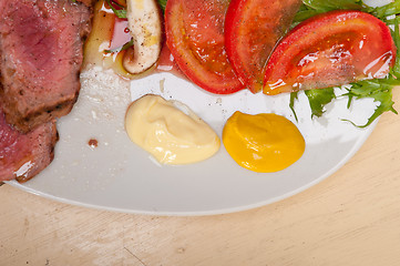 Image showing beef filet mignon grilled with vegetables