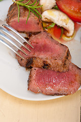 Image showing beef filet mignon grilled with vegetables