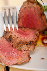 Image showing beef filet mignon grilled with vegetables