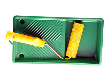 Image showing paint roller and pan