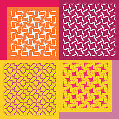 Image showing Set of four seamless patterns. Vintage geometric ornaments. 