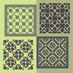 Image showing Set of four seamless patterns. Vintage geometric ornaments. 