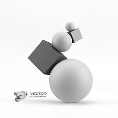 Image showing Composition of 3d geometric shapes. Vector Illustration.  