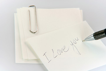 Image showing i love you note
