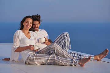 Image showing happy young romantic couple have fun arelax  relax at home